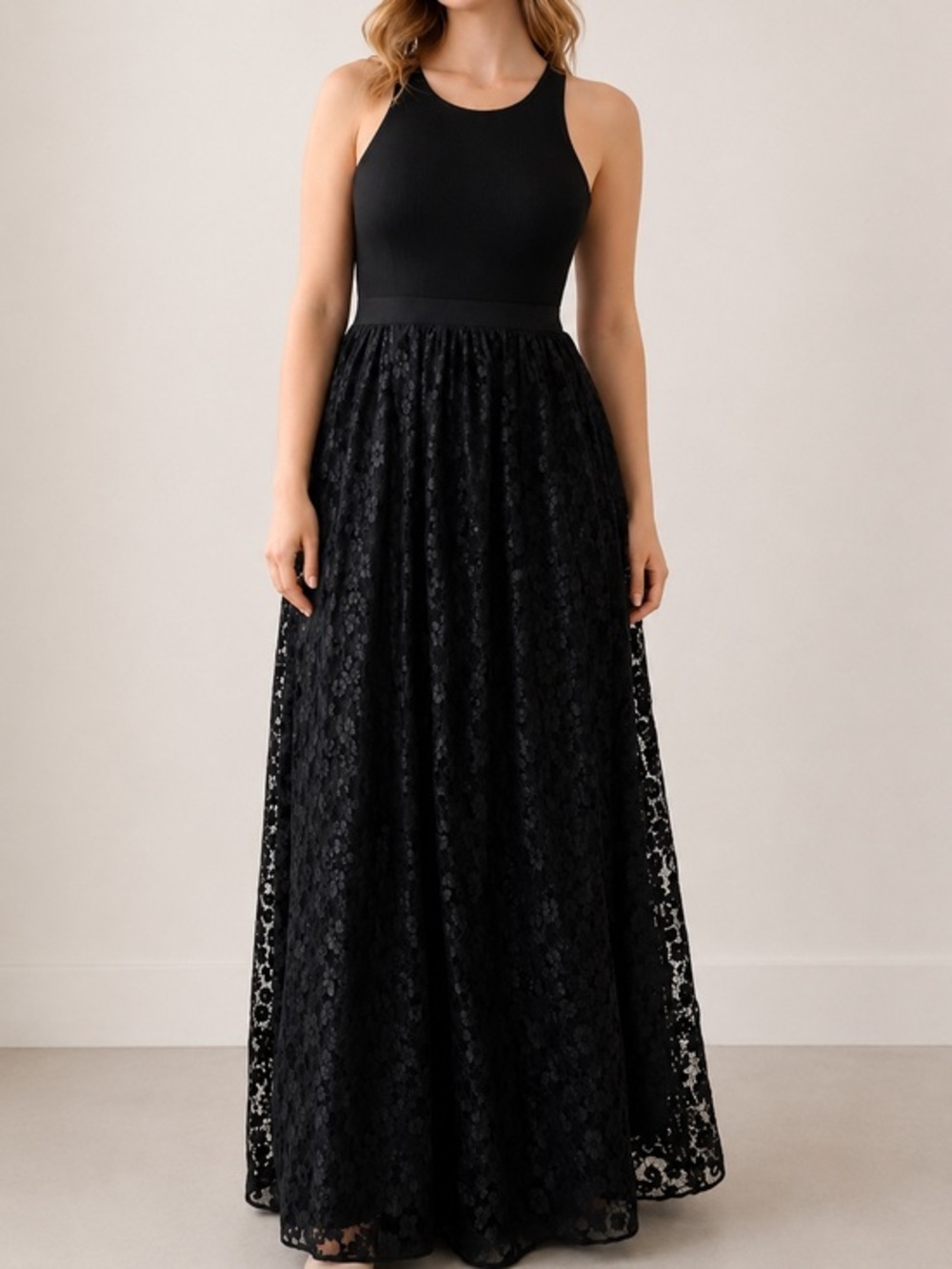 Milly Black Lace Metallic Evening Gown Sleeveless Formal Wedding Maxi Dress
